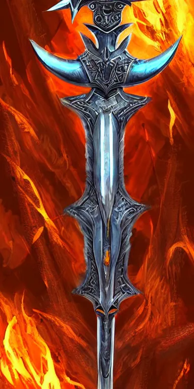 Image similar to warrior sword blade, war theme sword blade, fantasy sword of warrior, armored sword blade, fiery coloring, epic fantasy style art, fantasy epic digital art, epic fantasy weapon art