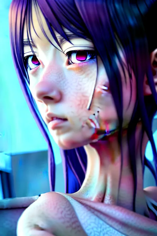 Image similar to ”ultra realistic, Half-body-Portrait of a beautiful Female anime character, modern, cyberpunk intricate, elegant, super highly detailed, professional digital painting, artstation, concept art, smooth, sharp focus, no blur, no dof, extreme illustration, Unreal Engine 5, Photorealism, HD quality, 8k resolution, cinema 4d, 3D, beautiful, cinematic, art by artgerm and greg rutkowski and alphonse mucha and eiichiro oda”