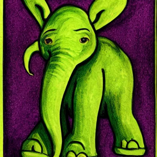 Prompt: green elephant in the style of popular nfts