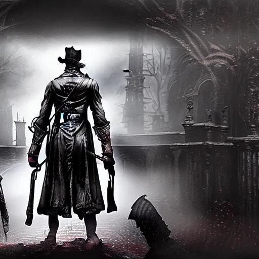 Prompt: abe lincoln in bloodborne. from software. ps 4