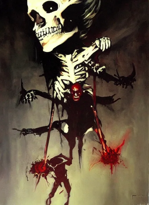 Prompt: joe biden satan, skeleton, libtard scary, painting by phil hale, fransico goya,'action lines '!!!, graphic style, visible brushstrokes, motion blur, blurry, visible paint texture, crisp hd image