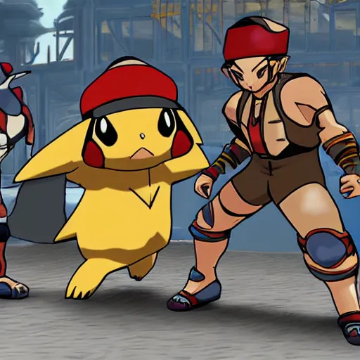 Prompt: pokemon, mortal kombat, borderlands style