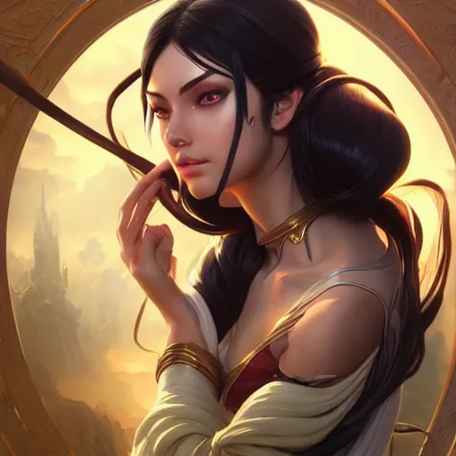 Image similar to perfectly - centered - portrait of irelia from league of legends, intricate, highly detailed, digital painting, artstation, concept art, smooth, sharp focus, illustration, unreal engine 5, 8 k, art by artgerm and greg rutkowski and alphonse mucha