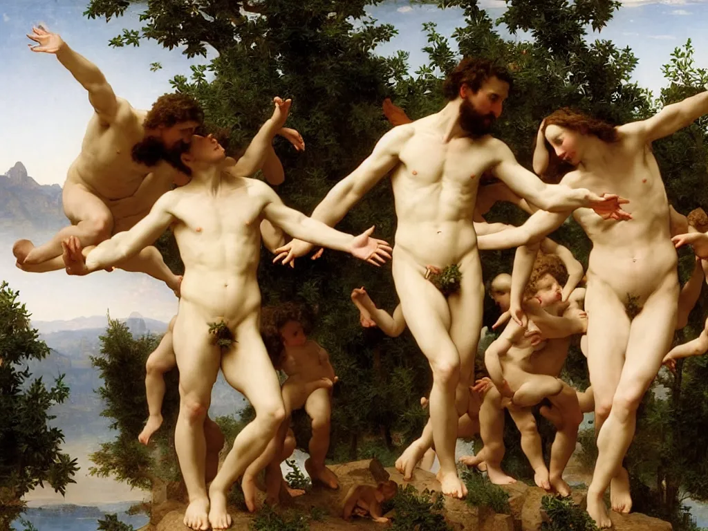 Image similar to the creation of Adam, the first man, bouguereau