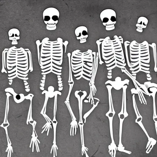 Image similar to skeletons disney style dancing in graveyard party happy