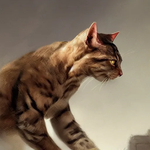 Image similar to still of a muscular anthrophomorphic man cat,digital art,ultra detailed,ultra realistic,art by greg rutkowski