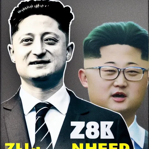 Image similar to Zelenskii on North Korea propaganda poster