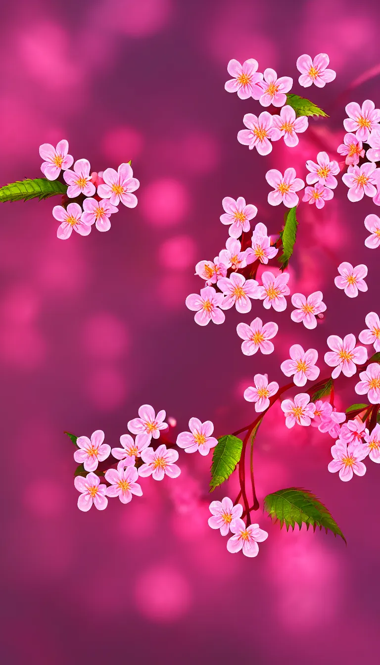 Image similar to highly detailed realistic photo of glowing cherry flowers, award winning photo, hyper realistic, concept art, 8 k detail post - processing