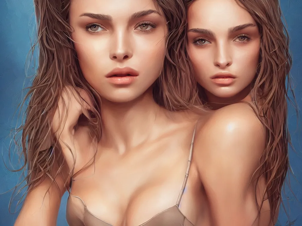 Prompt: natali portman, single, bikini, elegant, highly detailed, digital painting, concept art, sharp focus, illustration