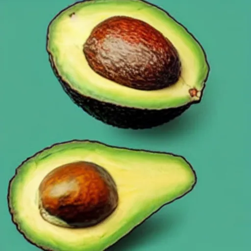 Prompt: an avocado sliced in half. the middle of the avocado resembles chuck norris