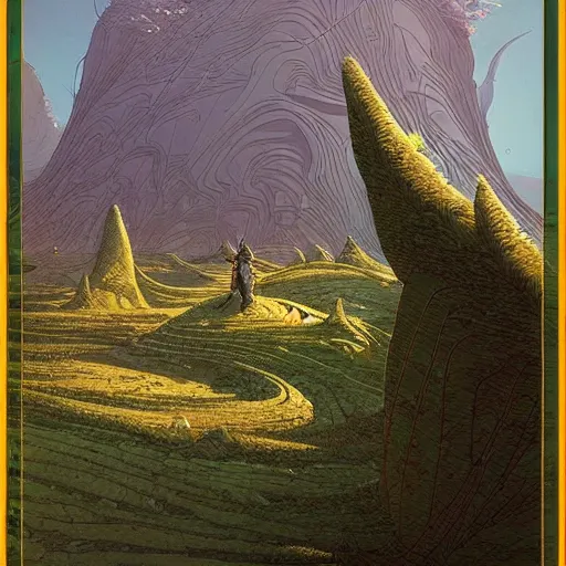 Prompt: A beautiful landscape, by Moebius and Beeple, Jorge jacinto