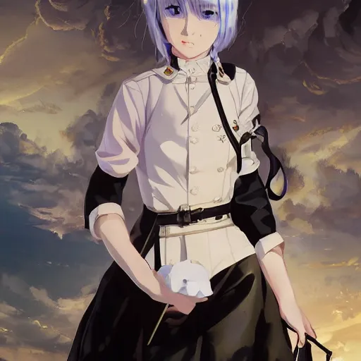 Prompt: baroque oil painting anime key visual full body portrait character concept art of young maid nazi secret police, flowing blonde hair blue eyes, tight black leather military commander nazi uniform, garter belt skirt, gap moe kuudere noble grimdark dictator, trending pixiv fanbox, by greg rutkowski wlop makoto shinkai takashi takeuchi studio ghibli jamie wyeth