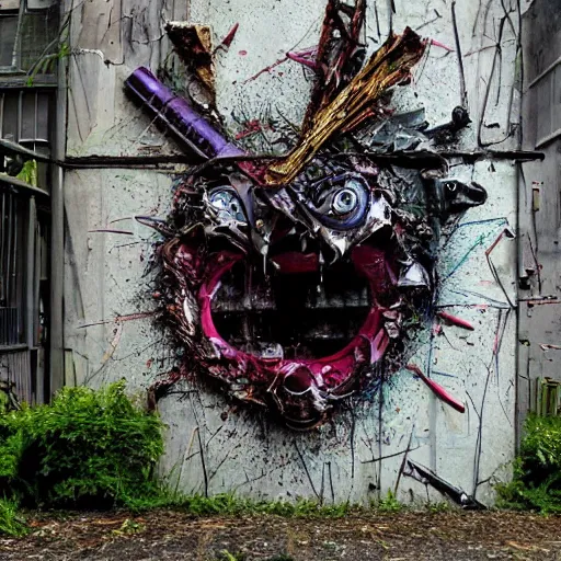 Prompt: just art for dark metal music, no words, no letters, only art by bordalo ii