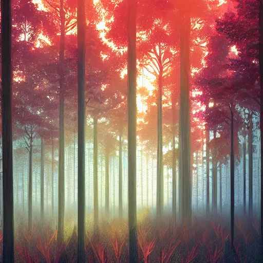Prompt: forest in the morning light, hyper detailed digiital illustration by Alena Aenami, trending on artstation