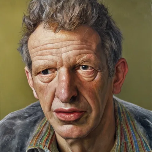 Image similar to high quality high detail painting by lucian freud, hd, homelander, photorealistic lighting,