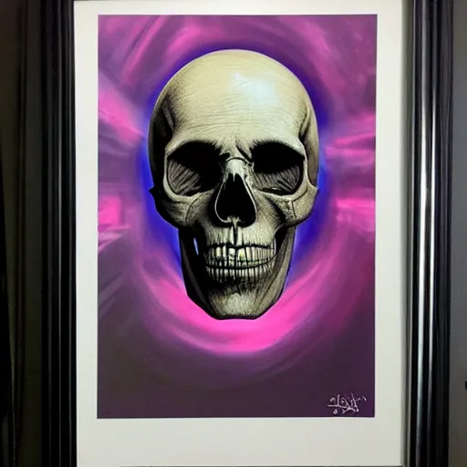 Image similar to Lofi vaporwave portrait skull,chalk, Pixar style, Tristan Eaton, Stanley Artgerm, Tom Bagshaw, Basil Gogos