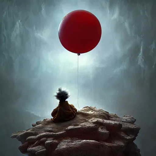 Image similar to michal karcz surrealism painting of pennywise floating in space. , horror theme, detailed, elegant, intricate, 4k, Renaissance painting