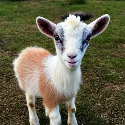 Image similar to cute baby goat wearing orange inmate clothes