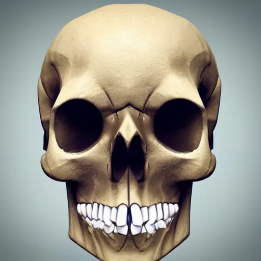 Image similar to square skull, 3D Render, Unreal Engine