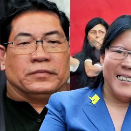 Prompt: Pedro Castillo peru president vs Keiko Fujimori on super saiyan