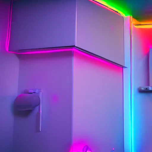 Prompt: toilet paper, gaming, neon, sleek, RGB lights, product photography