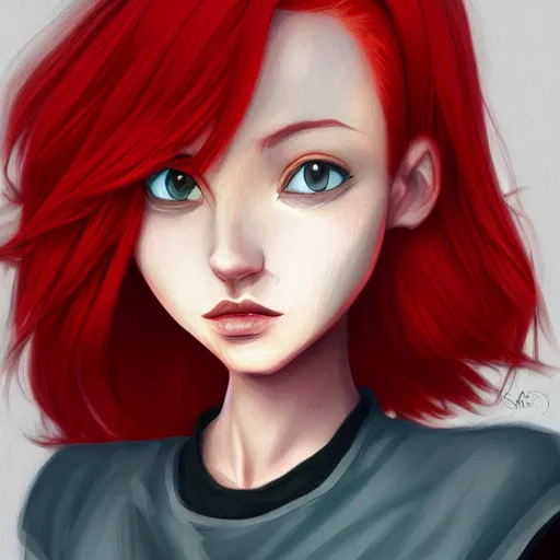 Prompt: A portrait of red hair gir, art by samdoesart, highly detailed, digital painting, concept art, sharp focus, illustration, trending on artstaion