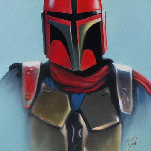 Prompt: samurai Mandalorian, oil on canvas, high quality