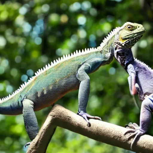 Image similar to iguanas playing fanciful musical instruments