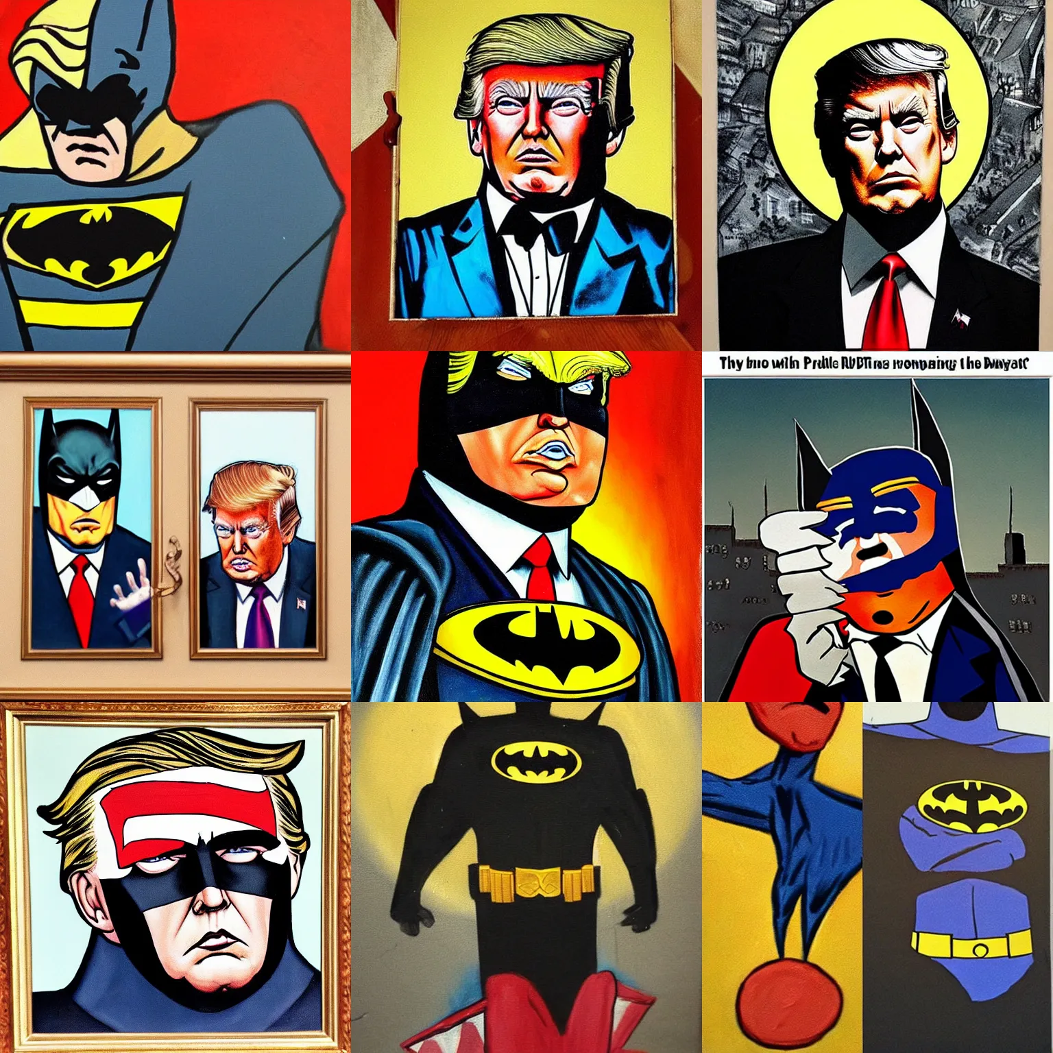 Prompt: 1 2 0 0 s painting of donald trump as batman