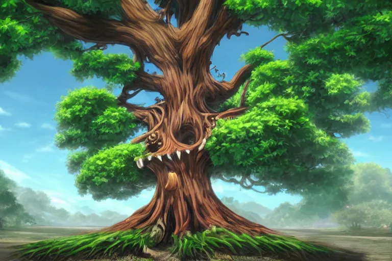 Image similar to Fantastic tree, one piece, concept art, 4K, detailed, high quality