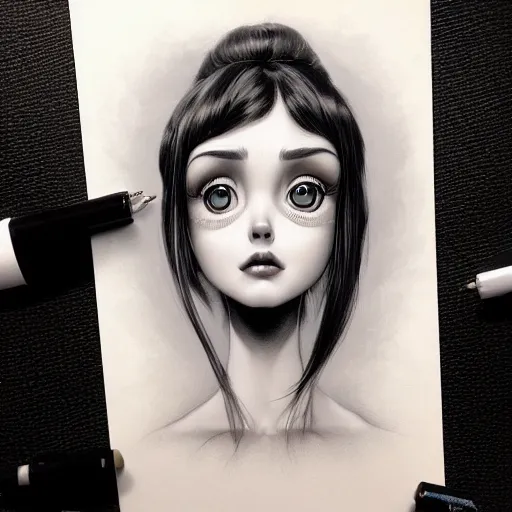 Image similar to Lofi portrait, 3/4 profile, Pixar style by Joe Fenton and Stanley Artgerm and Tom Bagshaw and Tim Burton,