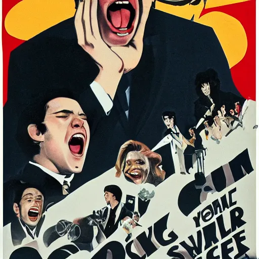 Image similar to a young man screaming movie poster