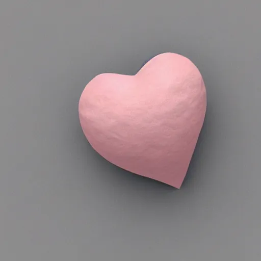 Image similar to 3d render of a rough clay heart shape in the middle of a gray sheet of paper, range of pastel colors on the left side