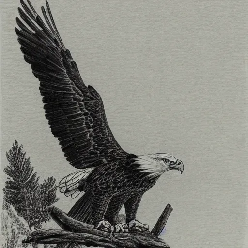 Prompt: eagle, bald, realistic, perched