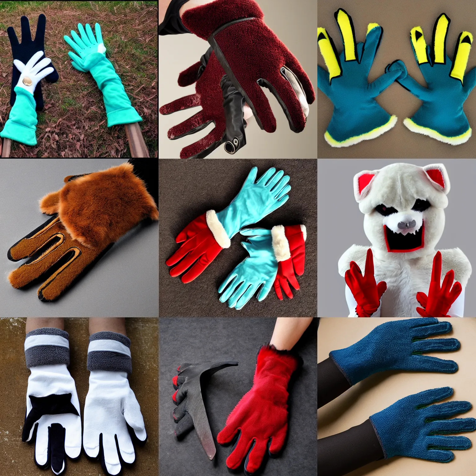 Prompt: fursuit gloves, sharp claws