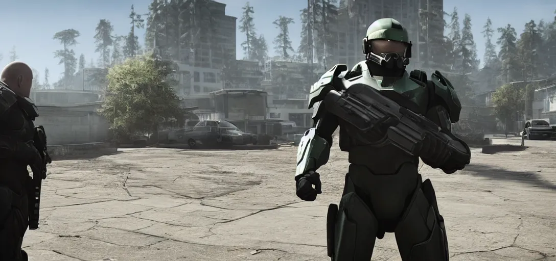 Prompt: Master Chief in Hitman