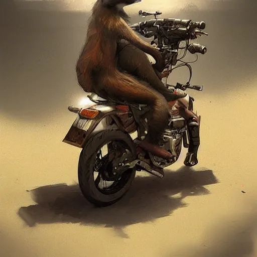 Prompt: raccoon motorcycle,digital Art,greg rutkowski, trending on artstation, cinematic