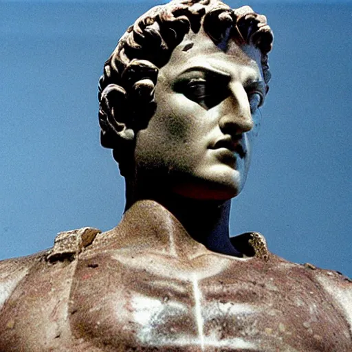 Prompt: greek statue of Roman Emperor in American Psycho (1999)