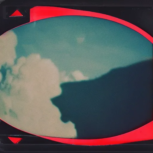 Prompt: vintage polaroid of barbarella on the surface of the moon landing, detailed clouds, warm azure tones, red color bleed, film grain