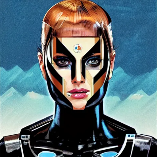 Image similar to portrait of a female android, by MARVEL comics and Sandra Chevrier