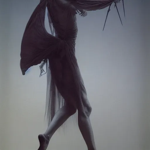 Image similar to macabre art, vladimir putin women maid dress, ballerina dancing, horror, macabre art, stuning 3 d render, masterpiece, dark, by donato giancola and greg rutkowski and wayne barlow and zdzisław beksinski, realistic face