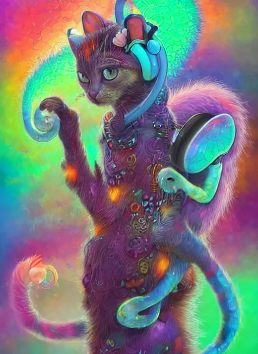Prompt: cat seahorse fursona wearing headphones, autistic bisexual graphic designer and musician, attractive androgynous humanoid, coherent detailed character design, weirdcore voidpunk digital art by delphin enjolras, wlop, louis wain, furaffinity, cgsociety, trending on deviantart