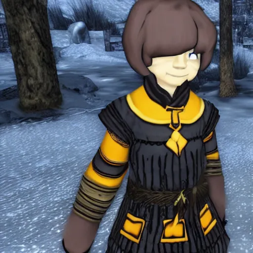 Image similar to Frisk from undertale in Skyrim,