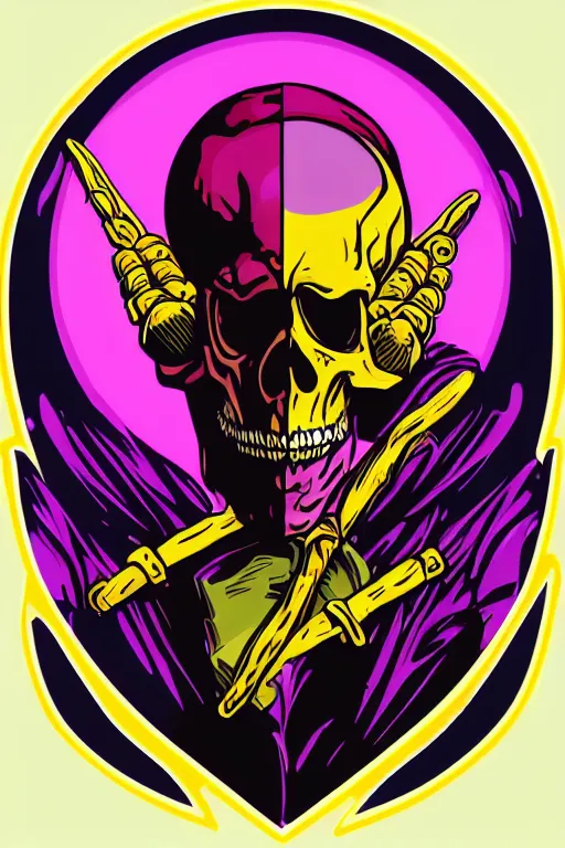 Image similar to A portrait of a skeletor that is a gangster, sticker, colorful, illustration, highly detailed, smooth and clean vector curves, no jagged lines, vector art, smooth