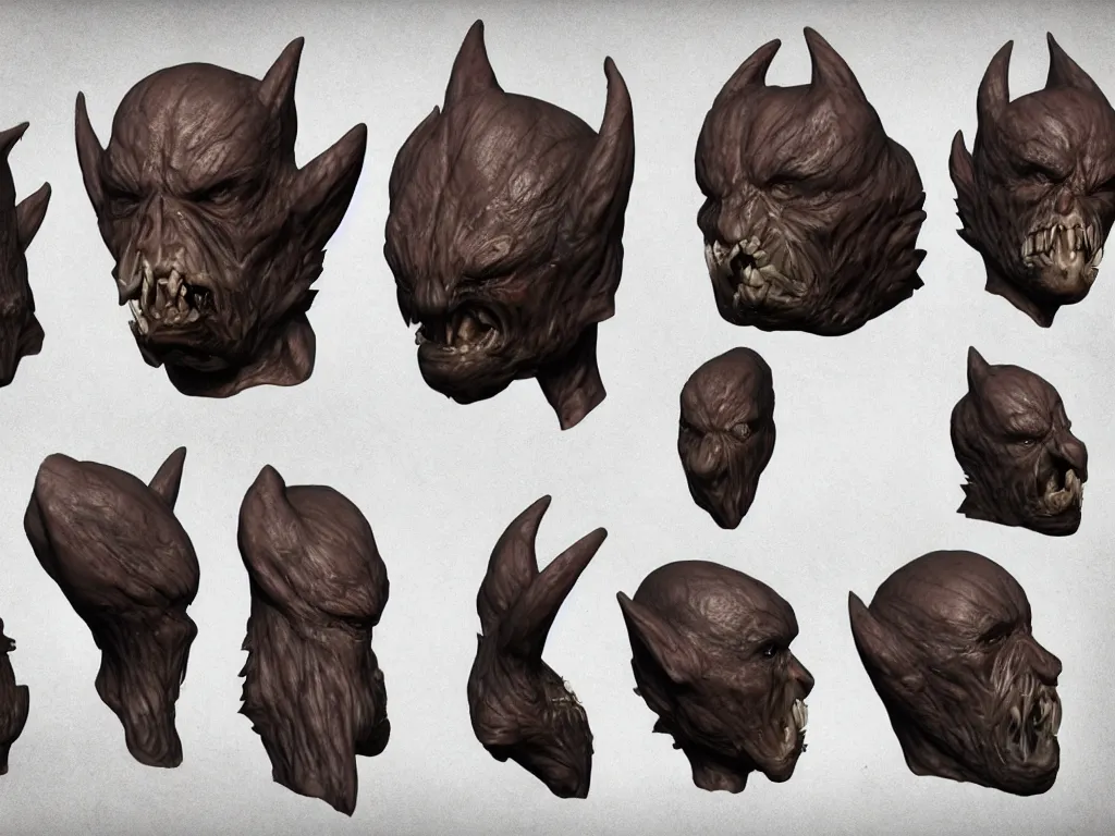 Image similar to barnacle, muscular, chiroptera head, chiroptera ears, artstation, cgsociety, zbrush, no background