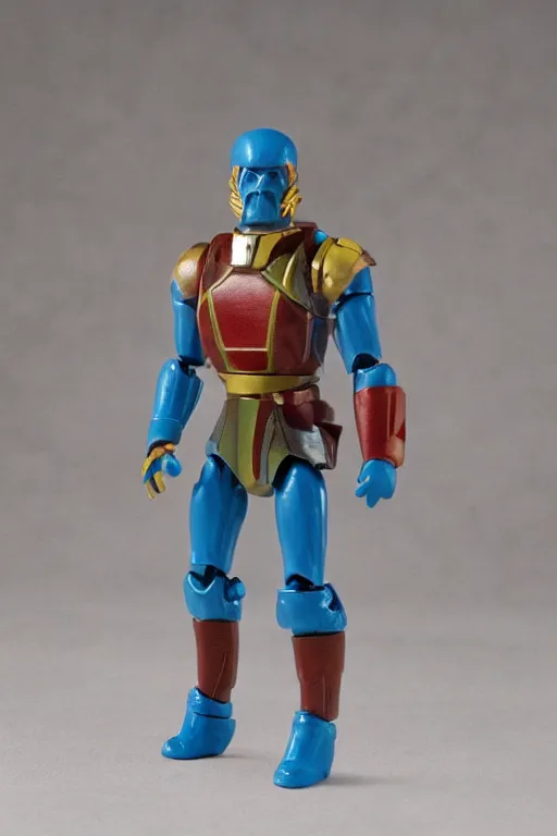 Image similar to 1 9 8 6 kenner action figure, 5 points of articulation, heroic human proportions, sci fi, 8 k resolution, high detail, front view, t - pose, space, star, he - man, gi joe, he man, warhammer 4 0 0 0