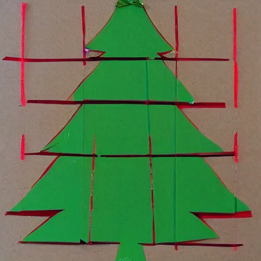 Prompt: christmas tree. paperboard style art