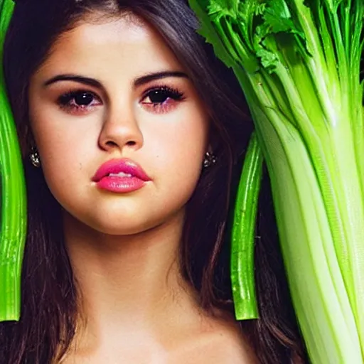 Image similar to selena gomez and celery hybrid