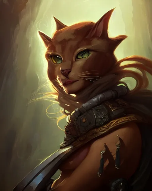 Tabaxi :: Rogue, pretty, beautiful, DnD character art | Stable Diffusion
