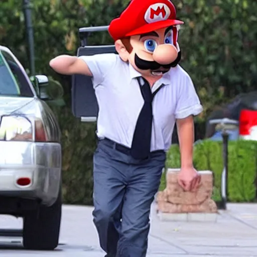 Image similar to Leonardo DiCaprio as Mario from Super Mario Bros